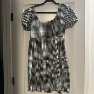 Black and white gingham dress with tie top